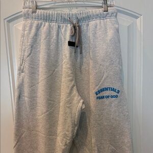 Fear of God Essentials Light Gray Sweatpants with Blue Logo